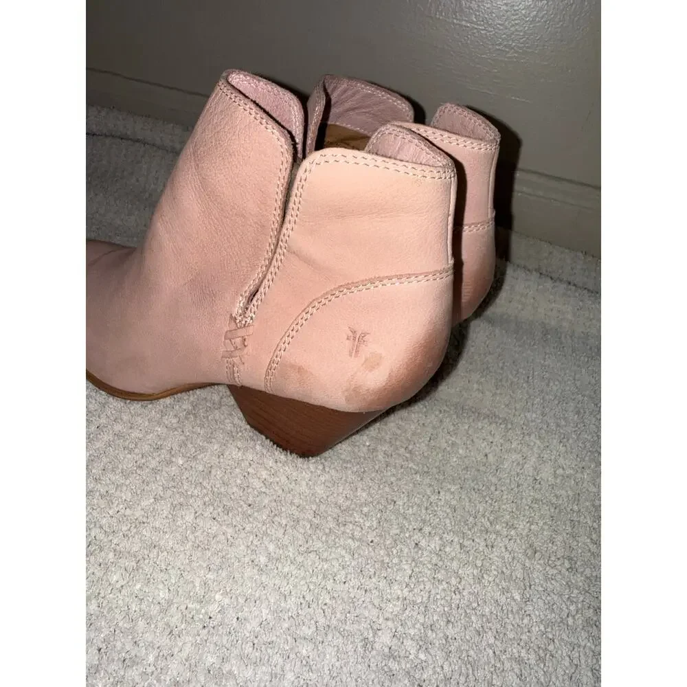 Frye Reina Cutout Booties Short Ankle Boots size 9.5 taupe pink color